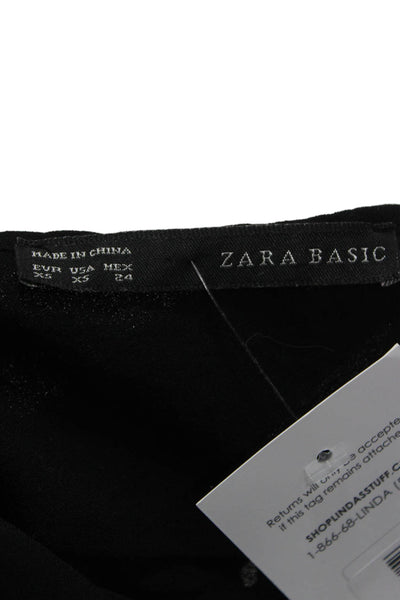 Zara Women Black Boat Neck 3/4 Sleeve Basic Blouse Polyester Pullover Size XS