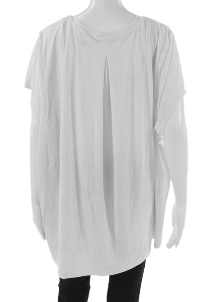 Athleta Womens White Basic Polyester Crew Neck Short Sleeve T-Shirt Size 1X