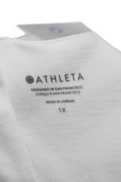 Athleta Womens White Basic Polyester Crew Neck Short Sleeve T-Shirt Size 1X