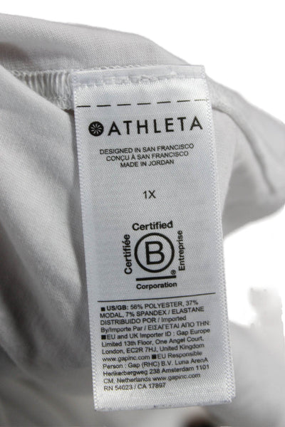 Athleta Womens White Basic Polyester Crew Neck Short Sleeve T-Shirt Size 1X