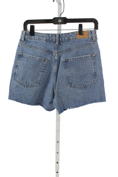 Zara Women Cut-Off Cotton Shorts Blue Size 6