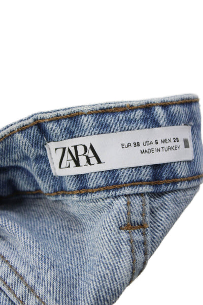 Zara Women Cut-Off Cotton Shorts Blue Size 6