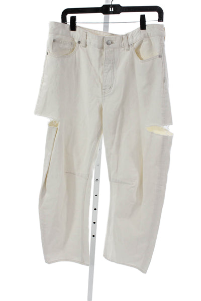 Madewell Womens Tapered Jeans White High Rise 100% Cotton Button Fly Size 29