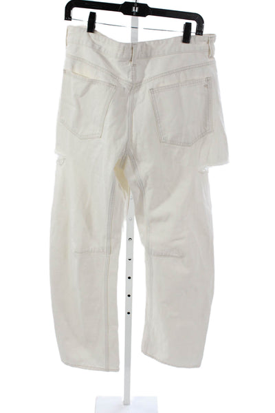 Madewell Womens Tapered Jeans White High Rise 100% Cotton Button Fly Size 29