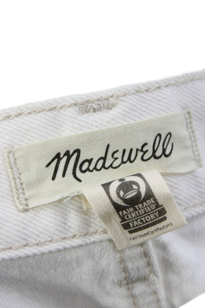 Madewell Womens Tapered Jeans White High Rise 100% Cotton Button Fly Size 29