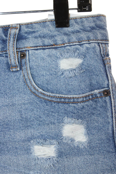 Hidden Womens Cut-Off Blue Cotton Button Shorts Size M