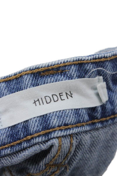 Hidden Womens Cut-Off Blue Cotton Button Shorts Size M