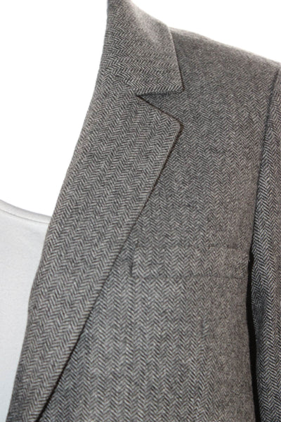 Everlane Womens Basic Jacket Gray Wool Herringbone Button Long Sleeve Size 0