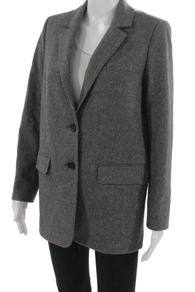 Everlane Womens Basic Jacket Gray Wool Herringbone Button Long Sleeve Size 0