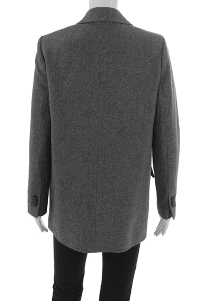 Everlane Womens Basic Jacket Gray Wool Herringbone Button Long Sleeve Size 0