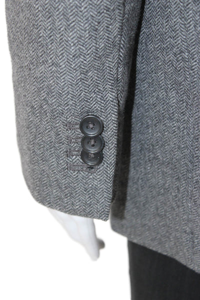 Everlane Womens Basic Jacket Gray Wool Herringbone Button Long Sleeve Size 0