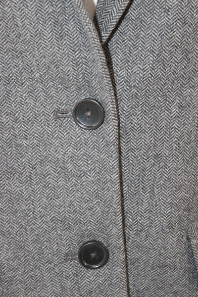 Everlane Womens Basic Jacket Gray Wool Herringbone Button Long Sleeve Size 0