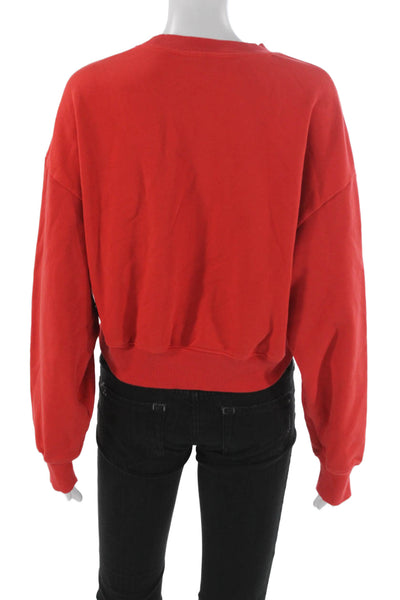 Athleta Womens Red Cotton Crew Neck Pullover Long Sleeve Size M