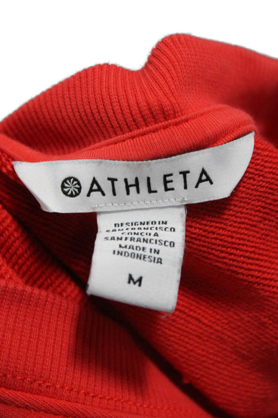 Athleta Womens Red Cotton Crew Neck Pullover Long Sleeve Size M