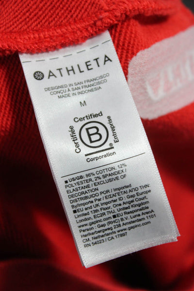 Athleta Womens Red Cotton Crew Neck Pullover Long Sleeve Size M