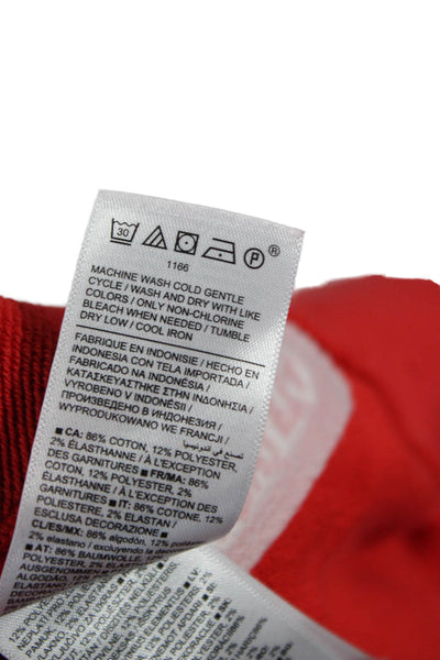 Athleta Womens Red Cotton Crew Neck Pullover Long Sleeve Size M