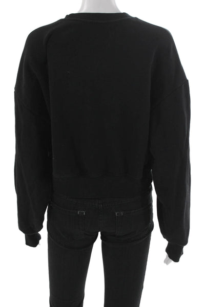 Athleta Womens Pullover Sweatshirt Black Cotton Crewneck Long Sleeve Size M