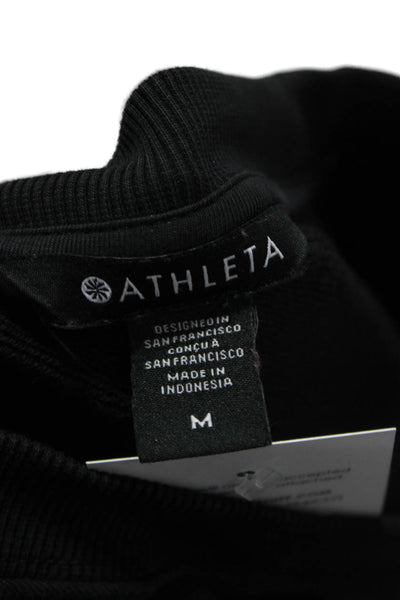 Athleta Womens Pullover Sweatshirt Black Cotton Crewneck Long Sleeve Size M