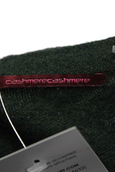 Cashmere Women Pullover Sweater Green Round Neck Long Sleeve Size L