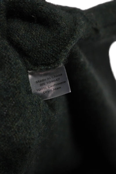 Cashmere Women Pullover Sweater Green Round Neck Long Sleeve Size L