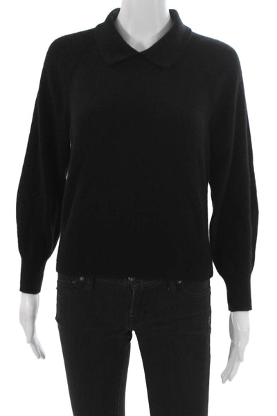 Everlane Womens Cashmere Collared Pullover Sweater Black Long Sleeve Size M