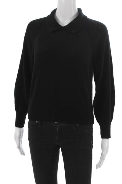 Everlane Womens Cashmere Collared Pullover Sweater Black Long Sleeve Size M
