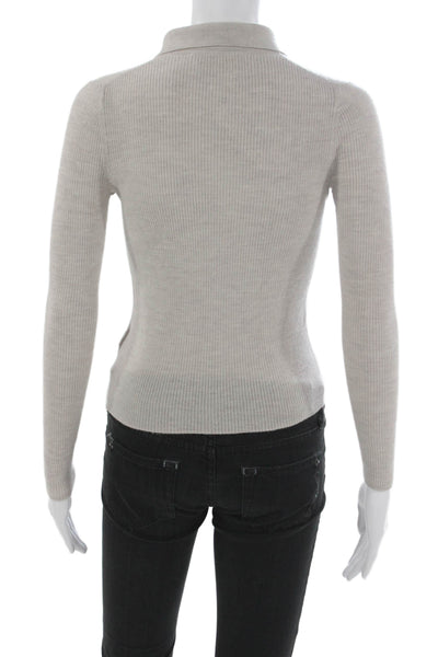 Everlane Womens Merino Wool Pullover Collared Long Sleeve Beige Size S