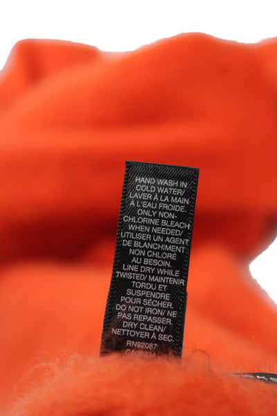 Saks Fifth Avenue Womens Fringe Trim Knit Fold Over Scarf Orange 88"x17"
