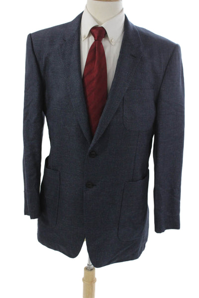 Burberry London Mens Wool Geometric Buttoned Blazer Size 56