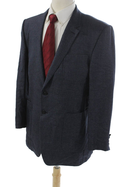 Burberry London Mens Wool Geometric Buttoned Blazer Size 56