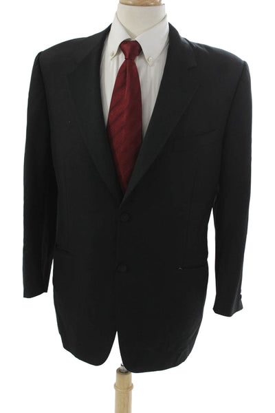 Canali Mens Wool Black Blazer Buttoned Size 54