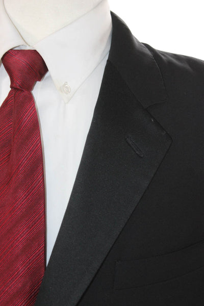 Canali Mens Wool Black Blazer Buttoned Size 54