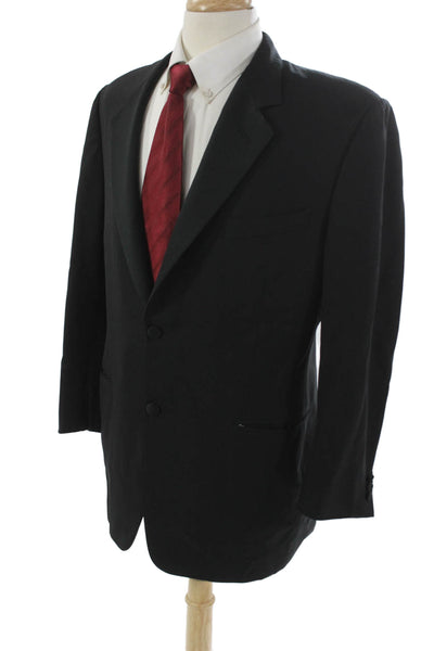 Canali Mens Wool Black Blazer Buttoned Size 54