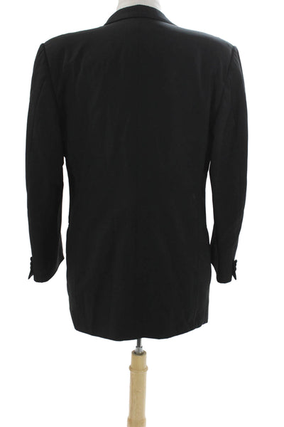Canali Mens Wool Black Blazer Buttoned Size 54
