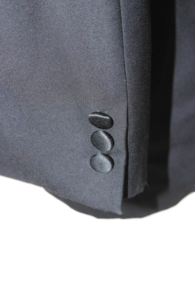 Canali Mens Wool Black Blazer Buttoned Size 54