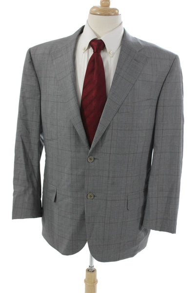 Canali Mens Blazer Gray Wool Check Size 56