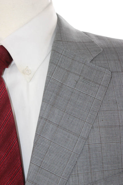 Canali Mens Blazer Gray Wool Check Size 56
