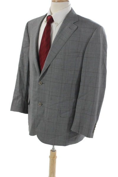 Canali Mens Blazer Gray Wool Check Size 56