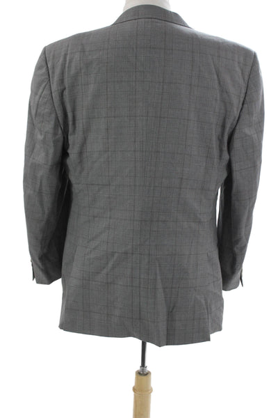Canali Mens Blazer Gray Wool Check Size 56