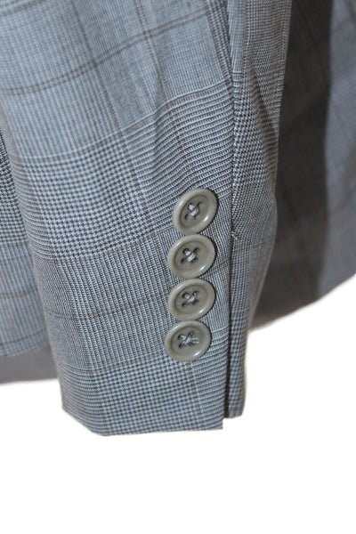 Canali Mens Blazer Gray Wool Check Size 56