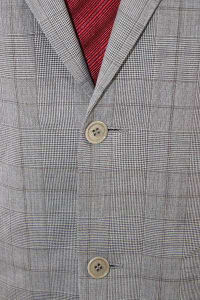 Canali Mens Blazer Gray Wool Check Size 56