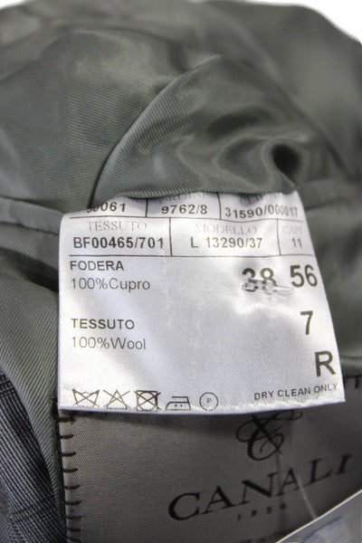 Canali Mens Blazer Gray Wool Check Size 56