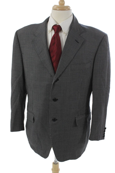 Canali Mens Gray Check Wool Blazer Size 52