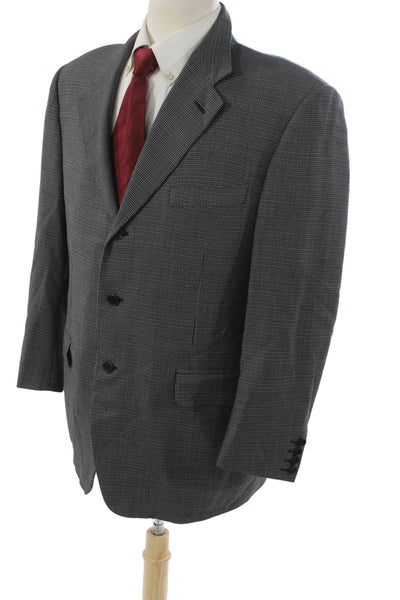 Canali Mens Gray Check Wool Blazer Size 52