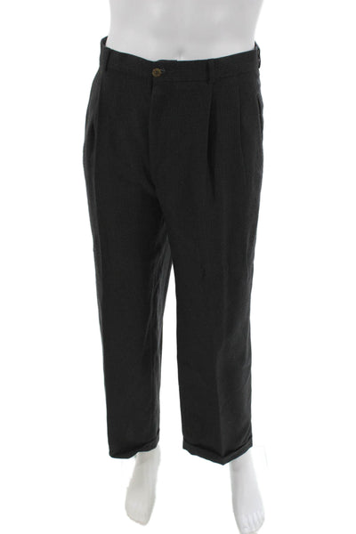 Perry Ellis Mens Gray Polyester Dress Pants Button Closure Inseam 29 Size 38