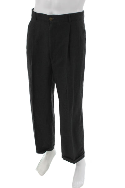 Perry Ellis Mens Gray Polyester Dress Pants Button Closure Inseam 29 Size 38