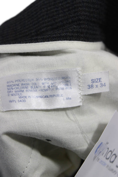 Perry Ellis Mens Gray Polyester Dress Pants Button Closure Inseam 29 Size 38