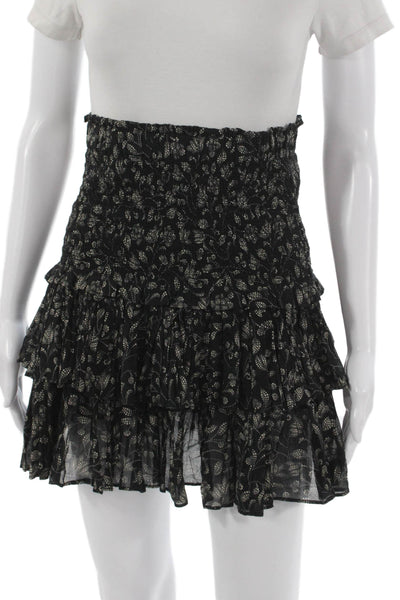 Etoile Isabel Marant Womens Black Floral Cotton Mini Skirt Short Size 38