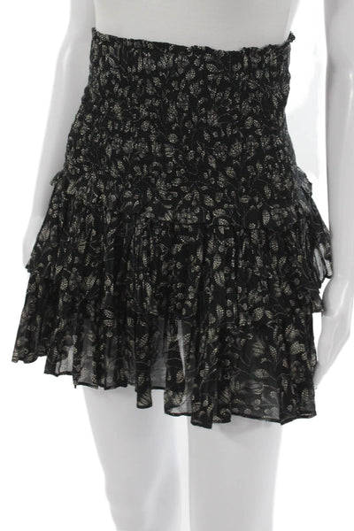 Etoile Isabel Marant Womens Black Floral Cotton Mini Skirt Short Size 38