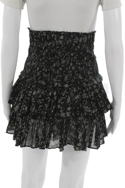 Etoile Isabel Marant Womens Black Floral Cotton Mini Skirt Short Size 38